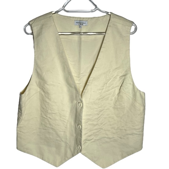 WeWoreWhat x Rent the Runway Cream Linen Blend Boxy Vest, Medium - Picture 2 of 8